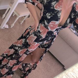 Juniors boutique floral romper dress